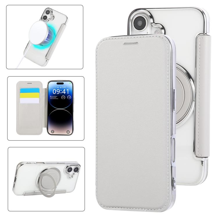 Ultradünner Drehbarer Halter Magnetische Beschichtung Vegane Leder Handyhülle, Für iPhone 17e / 16e, Für iPhone 17 Pro Max, Für iPhone 17 Pro, Für iPhone 17, Für iPhone Air, Für iPhone 16 Pro Max