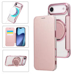 Ultradünner Drehbarer Halter Magnetische Beschichtung Vegane Leder Handyhülle, Für iPhone 17e / 16e, Für iPhone 17 Pro Max, Für iPhone 17 Pro, Für iPhone 17, Für iPhone Air, Für iPhone 16 Pro Max