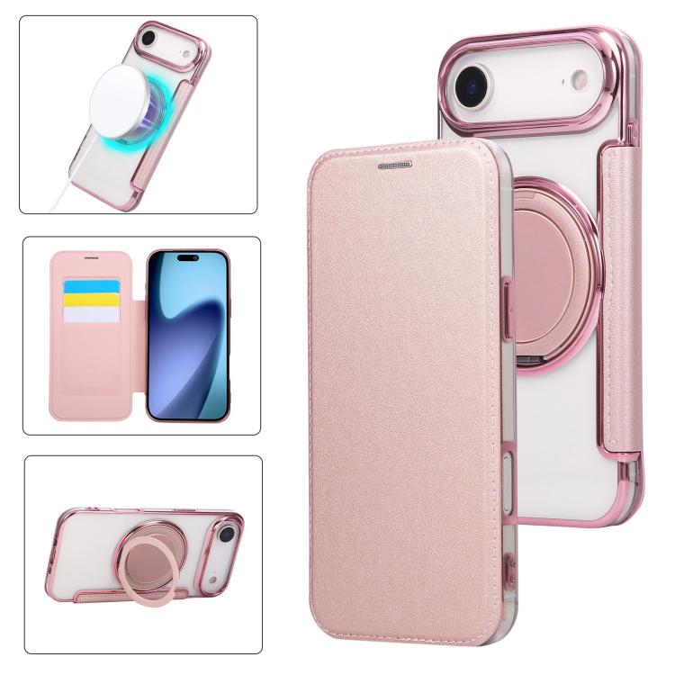 Ultradünner Drehbarer Halter Magnetische Beschichtung Vegane Leder Handyhülle, Für iPhone 17e / 16e, Für iPhone 17 Pro Max, Für iPhone 17 Pro, Für iPhone 17, Für iPhone Air, Für iPhone 16 Pro Max