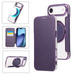 Ultradünner Drehbarer Halter Magnetische Beschichtung Vegane Leder Handyhülle, Für iPhone 17e / 16e, Für iPhone 17 Pro Max, Für iPhone 17 Pro, Für iPhone 17, Für iPhone Air, Für iPhone 16 Pro Max