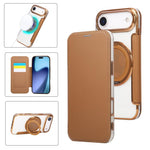 Ultradünner Drehbarer Halter Magnetische Beschichtung Vegane Leder Handyhülle, Für iPhone 17e / 16e, Für iPhone 17 Pro Max, Für iPhone 17 Pro, Für iPhone 17, Für iPhone Air, Für iPhone 16 Pro Max
