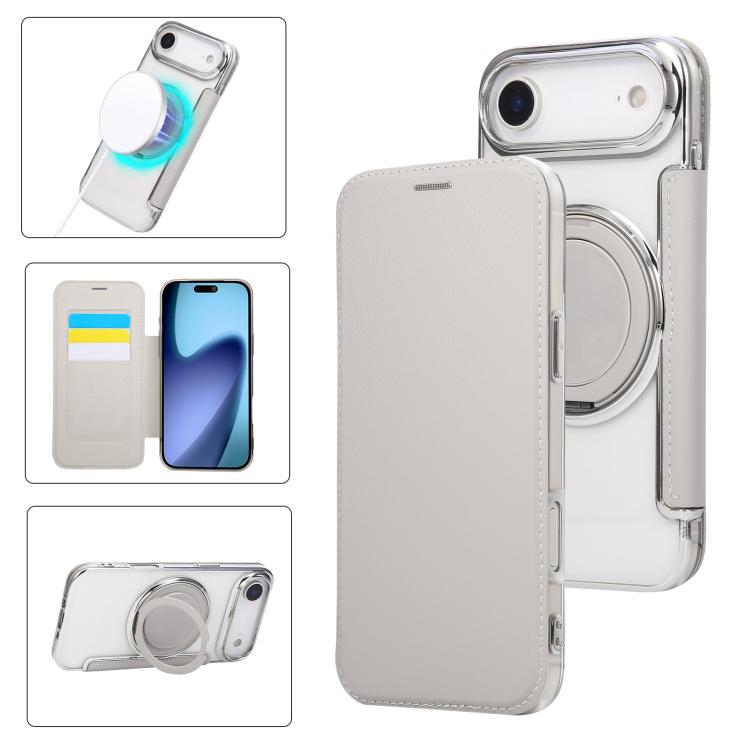 Ultradünner Drehbarer Halter Magnetische Beschichtung Vegane Leder Handyhülle, Für iPhone 17e / 16e, Für iPhone 17 Pro Max, Für iPhone 17 Pro, Für iPhone 17, Für iPhone Air, Für iPhone 16 Pro Max