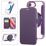 Ultradünner Drehbarer Halter Magnetische Beschichtung Vegane Leder Handyhülle, Für iPhone 17e / 16e, Für iPhone 17 Pro Max, Für iPhone 17 Pro, Für iPhone 17, Für iPhone Air, Für iPhone 16 Pro Max