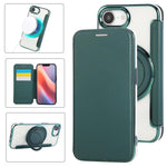 Ultradünner Drehbarer Halter Magnetische Beschichtung Vegane Leder Handyhülle, Für iPhone 17e / 16e, Für iPhone 17 Pro Max, Für iPhone 17 Pro, Für iPhone 17, Für iPhone Air, Für iPhone 16 Pro Max