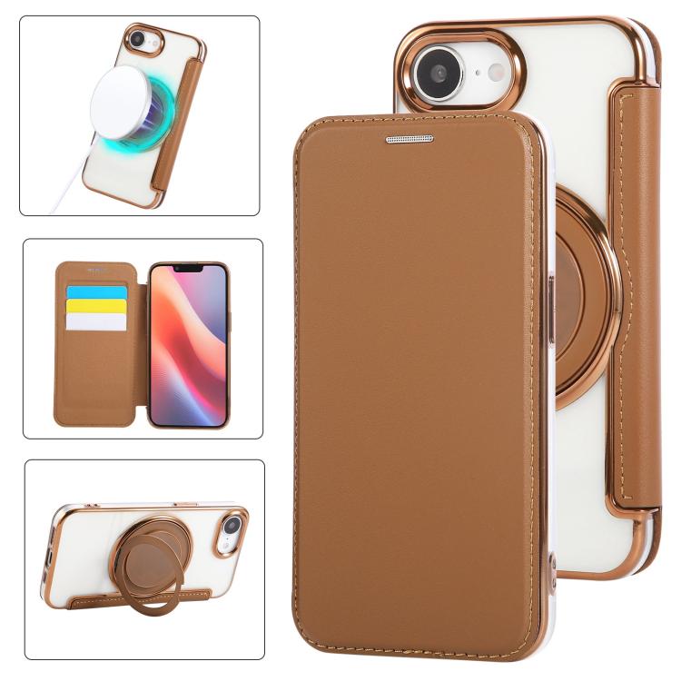 Ultradünner Drehbarer Halter Magnetische Beschichtung Vegane Leder Handyhülle, Für iPhone 17e / 16e, Für iPhone 17 Pro Max, Für iPhone 17 Pro, Für iPhone 17, Für iPhone Air, Für iPhone 16 Pro Max