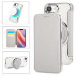 Ultradünner Drehbarer Halter Magnetische Beschichtung Vegane Leder Handyhülle, Für iPhone 17e / 16e, Für iPhone 17 Pro Max, Für iPhone 17 Pro, Für iPhone 17, Für iPhone Air, Für iPhone 16 Pro Max