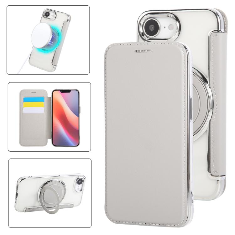 Ultradünner Drehbarer Halter Magnetische Beschichtung Vegane Leder Handyhülle, Für iPhone 17e / 16e, Für iPhone 17 Pro Max, Für iPhone 17 Pro, Für iPhone 17, Für iPhone Air, Für iPhone 16 Pro Max