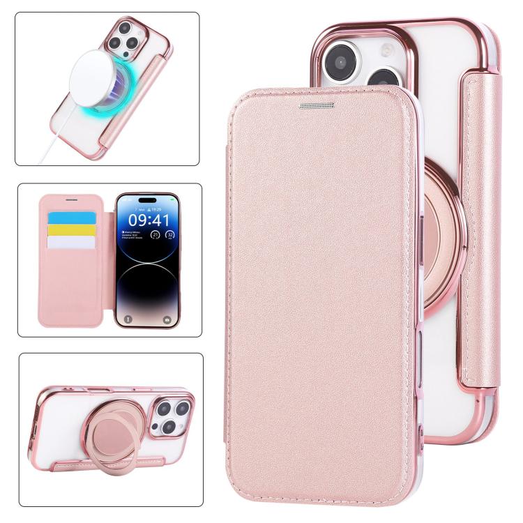Ultradünner Drehbarer Halter Magnetische Beschichtung Vegane Leder Handyhülle, Für iPhone 17e / 16e, Für iPhone 17 Pro Max, Für iPhone 17 Pro, Für iPhone 17, Für iPhone Air, Für iPhone 16 Pro Max