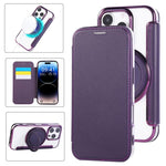 Ultradünner Drehbarer Halter Magnetische Beschichtung Vegane Leder Handyhülle, Für iPhone 17e / 16e, Für iPhone 17 Pro Max, Für iPhone 17 Pro, Für iPhone 17, Für iPhone Air, Für iPhone 16 Pro Max