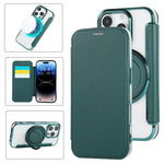 Ultradünner Drehbarer Halter Magnetische Beschichtung Vegane Leder Handyhülle, Für iPhone 17e / 16e, Für iPhone 17 Pro Max, Für iPhone 17 Pro, Für iPhone 17, Für iPhone Air, Für iPhone 16 Pro Max