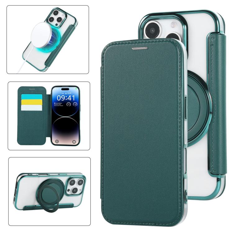 Ultradünner Drehbarer Halter Magnetische Beschichtung Vegane Leder Handyhülle, Für iPhone 17e / 16e, Für iPhone 17 Pro Max, Für iPhone 17 Pro, Für iPhone 17, Für iPhone Air, Für iPhone 16 Pro Max