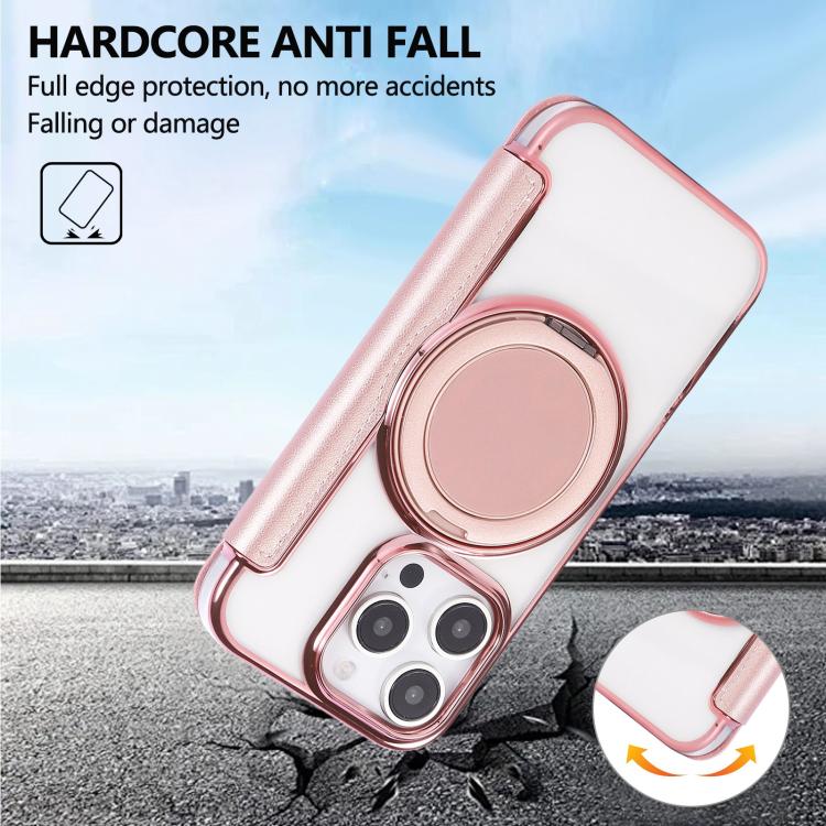 Ultra-thin Rotation Holder Magnetic Plating Vegan Leather Phone Case, For iPhone 16 Pro, For iPhone 16 Plus, For iPhone 16, For iPhone 15 Pro Max, For iPhone 15 Pro, For iPhone 15 Plus / 14 Plus