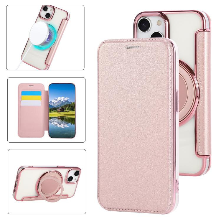 Ultradünne drehbare Halterung magnetisch plattierte vegane Leder-Handyhülle, Für iPhone 15, Für iPhone 14 / 13, Für iPhone 14 Pro, Für iPhone 14 Pro Max, Für iPhone 13 Pro Max, Für iPhone 13 Pro