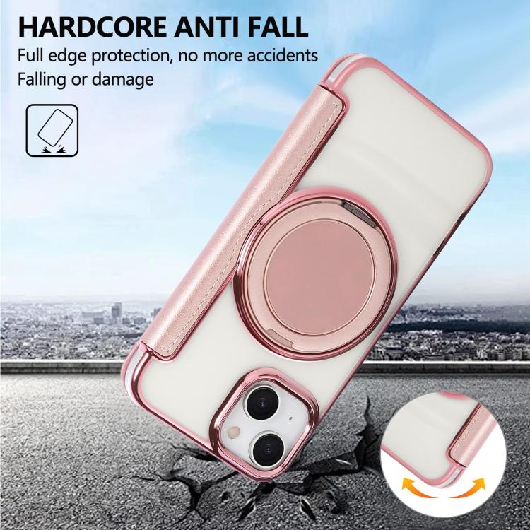 Ultradünne drehbare Halterung magnetisch plattierte vegane Leder-Handyhülle, Für iPhone 15, Für iPhone 14 / 13, Für iPhone 14 Pro, Für iPhone 14 Pro Max, Für iPhone 13 Pro Max, Für iPhone 13 Pro