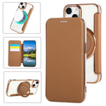 Ultradünne drehbare Halterung magnetisch plattierte vegane Leder-Handyhülle, Für iPhone 15, Für iPhone 14 / 13, Für iPhone 14 Pro, Für iPhone 14 Pro Max, Für iPhone 13 Pro Max, Für iPhone 13 Pro