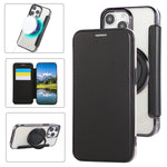 Ultradünne drehbare Halterung magnetisch plattierte vegane Leder-Handyhülle, Für iPhone 15, Für iPhone 14 / 13, Für iPhone 14 Pro, Für iPhone 14 Pro Max, Für iPhone 13 Pro Max, Für iPhone 13 Pro