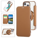 Ultradünne drehbare Halterung magnetisch plattierte vegane Leder-Handyhülle, Für iPhone 15, Für iPhone 14 / 13, Für iPhone 14 Pro, Für iPhone 14 Pro Max, Für iPhone 13 Pro Max, Für iPhone 13 Pro
