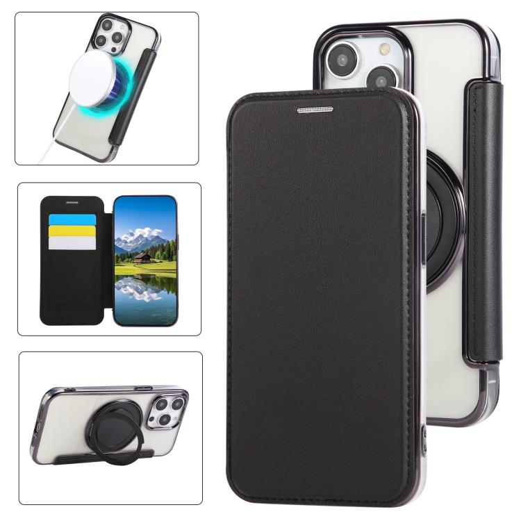 Ultradünne drehbare Halterung magnetisch plattierte vegane Leder-Handyhülle, Für iPhone 15, Für iPhone 14 / 13, Für iPhone 14 Pro, Für iPhone 14 Pro Max, Für iPhone 13 Pro Max, Für iPhone 13 Pro