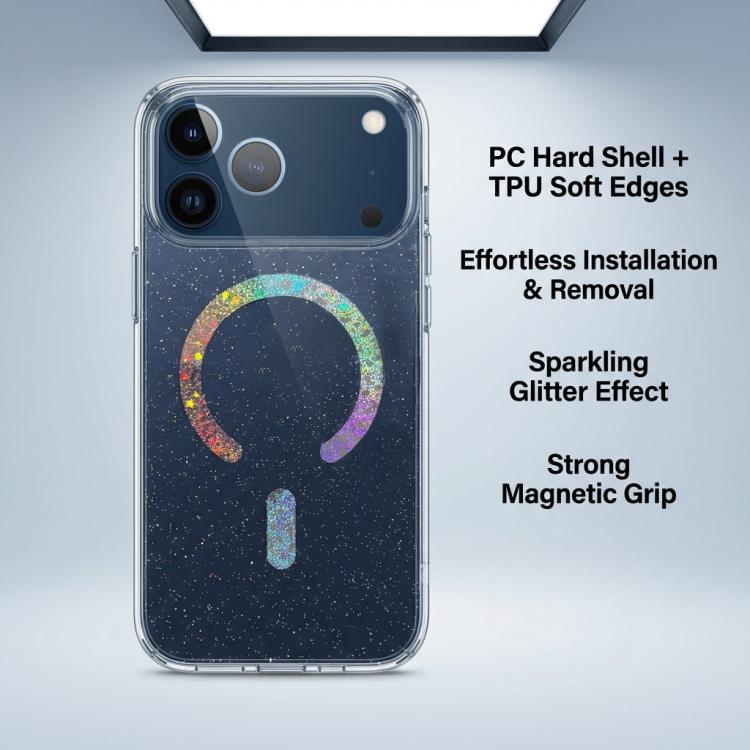 Glitzer Magnetische TPU Handyhülle, Für iPhone 17 Pro Max, Für iPhone 17 Pro