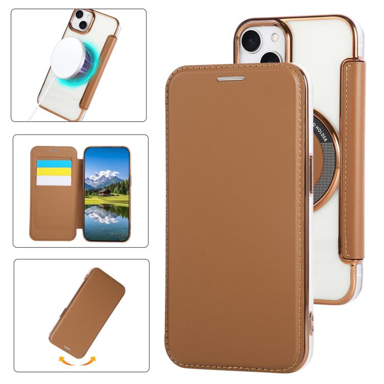 Ultra-thin Magnetic Plating Vegan Leather Phone Case, For iPhone 16 Pro, For iPhone 16 Plus, For iPhone 16, For iPhone 15 Pro Max, For iPhone 15 Pro, For iPhone 15 Plus / 14 Plus