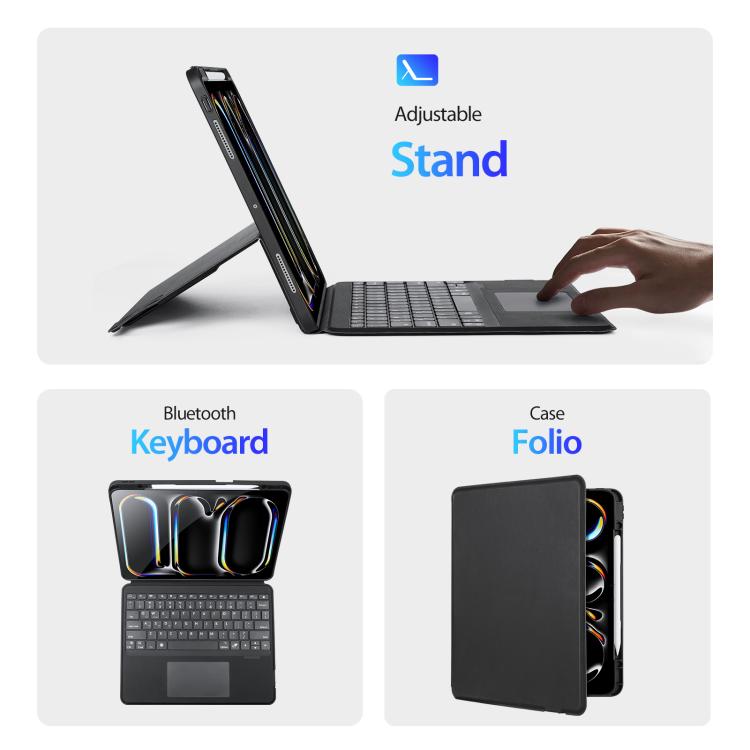 DUX DUCIS DK Series Backlight Magnetic Wireless Keyboard Vegan Leather Tablet Case, For iPad Pro 13 2025 / 2024, For iPad Pro 11 2025 / 2024, For iPad 2025 / 2022, For iPad Air 11 2025 / 2024, For iPad Air 13 2025 / 2024                                ...
