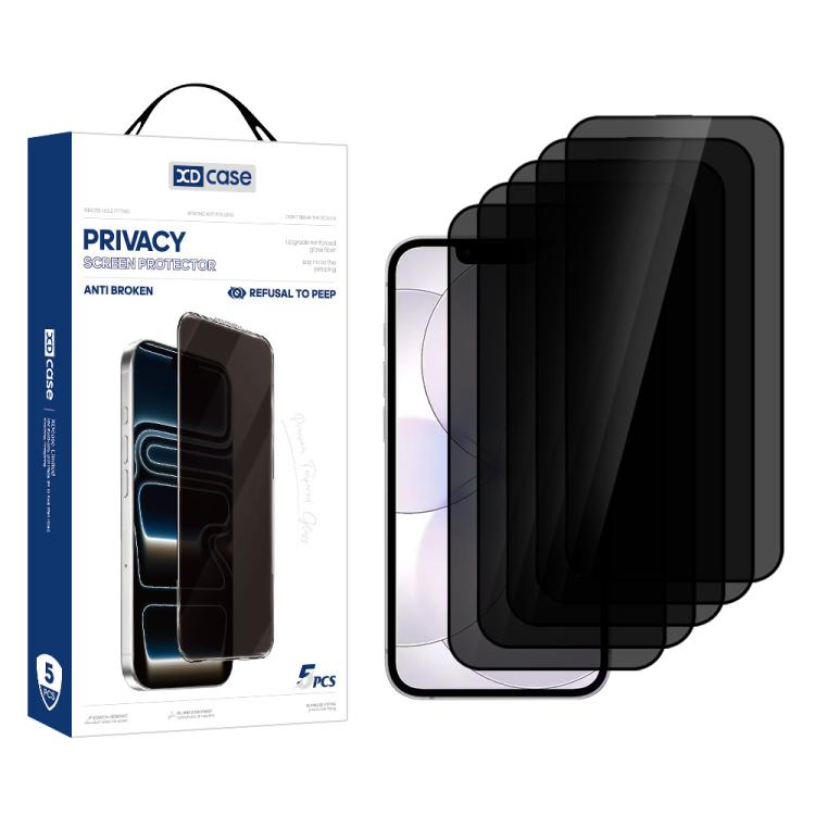 XDcase 5 Stück / Packung Siebdruck Anti-Blick gehärteter Glasbildschirm-Schutz, Für iPhone 17e / 16e, Für iPhone 17 Pro Max, Für iPhone 17 Pro, Für iPhone 17, Für iPhone Air, Für iPhone 16 Pro Max, Für iPhone 16 Pro, Für iPhone 16 Plus, Für iPhone 16