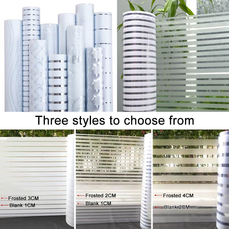 5 Stk./Packung Statische Elektrizität Antikollisions-Streifenfolie Mattierte Sichtschutzfolie, kleine Streifen 30cm x 1m, kleine Streifen 40cm x 1m, kleine Streifen 50cm x 1m, große Streifen 30cm x 1m, große Streifen 40cm x 1m, große Streifen 50cm x 1m