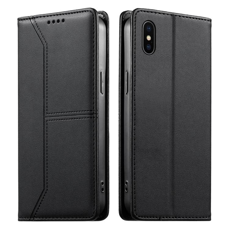 Genähte Linie Magnetische RFID Vegane Leder-Handyhülle, Für iPhone X / XS, Für iPhone XR, Für iPhone XS Max, Für iPhone 8 Plus / 7 Plus