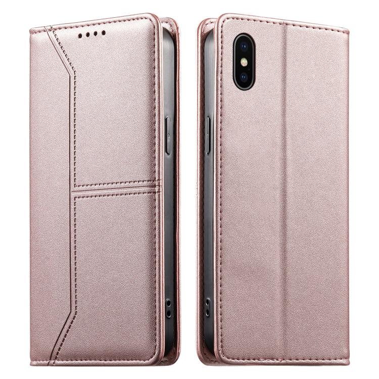 Stitched Line Magnetic RFID Vegan Leather Phone Case, For iPhone X / XS, For iPhone XR, For iPhone XS Max, For iPhone 8 Plus / 7 Plus