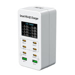 A8C 2 x USB-A und 6 x USB-C / Typ-C Anschlüsse Desktop Digitalanzeige Multi-Port-Ladegerät, US-Stecker, EU-Stecker, UK-Stecker, AU-Stecker