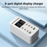 A8C 2 x USB-A und 6 x USB-C / Typ-C Anschlüsse Desktop Digitalanzeige Multi-Port-Ladegerät, US-Stecker, EU-Stecker, UK-Stecker, AU-Stecker