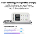 A8C 2 x USB-A und 6 x USB-C / Typ-C Anschlüsse Desktop Digitalanzeige Multi-Port-Ladegerät, US-Stecker, EU-Stecker, UK-Stecker, AU-Stecker