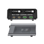 WXL-60C 6-in-1 Desktop Multi Ports Charging Station Built-in Dual Telescopic Cables, WXL-60C