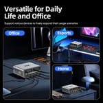 WXL-60C 6-in-1 Desktop Multi Ports Charging Station Built-in Dual Telescopic Cables, WXL-60C