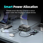 WXL-60E 210W 6-in-1 Desktop Multi-Port Ladestation mit eingebauten Dual-Teleskopkabeln, WXL-60E