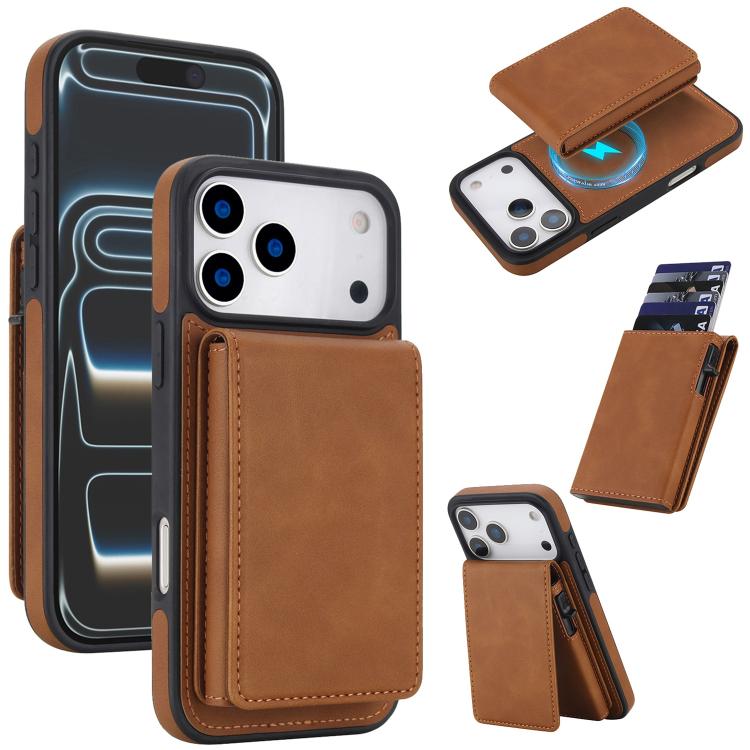 Retro Kunstleder Abnehmbare Federbelastete Kartenetui Magnetische RFID Handyhülle, Für iPhone 17e / 16e, Für iPhone 17 Pro Max, Für iPhone 17 Pro, Für iPhone 15 Plus, Für iPhone 15, Für iPhone 14 Plus, Für iPhone 14 / 13, Für iPhone 12 / 12 Pro