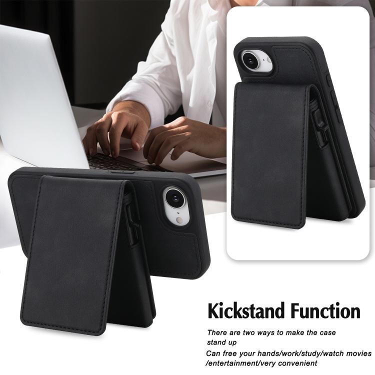 Retro Kunstleder Abnehmbare Federbelastete Kartenetui Magnetische RFID Handyhülle, Für iPhone 17e / 16e, Für iPhone 17 Pro Max, Für iPhone 17 Pro, Für iPhone 15 Plus, Für iPhone 15, Für iPhone 14 Plus, Für iPhone 14 / 13, Für iPhone 12 / 12 Pro