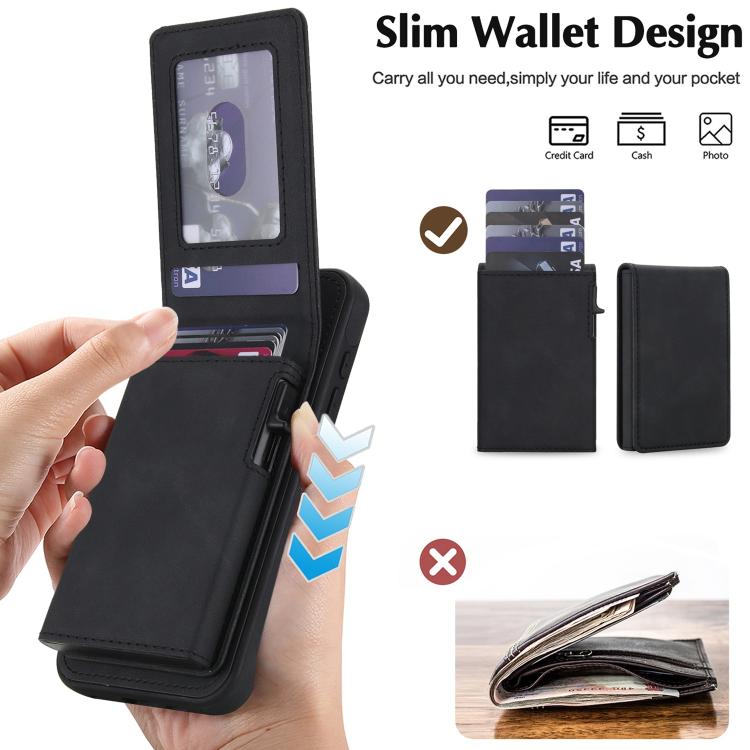 Retro Kunstleder Abnehmbare Federbelastete Kartenetui Magnetische RFID Handyhülle, Für iPhone 17e / 16e, Für iPhone 17 Pro Max, Für iPhone 17 Pro, Für iPhone 15 Plus, Für iPhone 15, Für iPhone 14 Plus, Für iPhone 14 / 13, Für iPhone 12 / 12 Pro