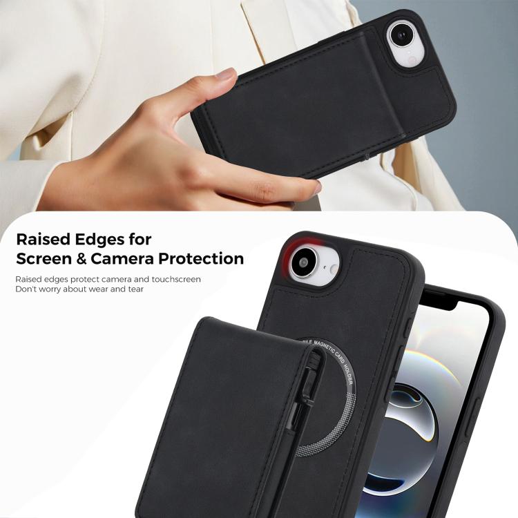 Retro Kunstleder Abnehmbare Federbelastete Kartenetui Magnetische RFID Handyhülle, Für iPhone 17e / 16e, Für iPhone 17 Pro Max, Für iPhone 17 Pro, Für iPhone 15 Plus, Für iPhone 15, Für iPhone 14 Plus, Für iPhone 14 / 13, Für iPhone 12 / 12 Pro