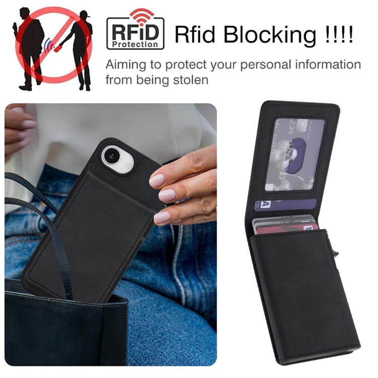 Retro Kunstleder Abnehmbare Federbelastete Kartenetui Magnetische RFID Handyhülle, Für iPhone 17e / 16e, Für iPhone 17 Pro Max, Für iPhone 17 Pro, Für iPhone 15 Plus, Für iPhone 15, Für iPhone 14 Plus, Für iPhone 14 / 13, Für iPhone 12 / 12 Pro