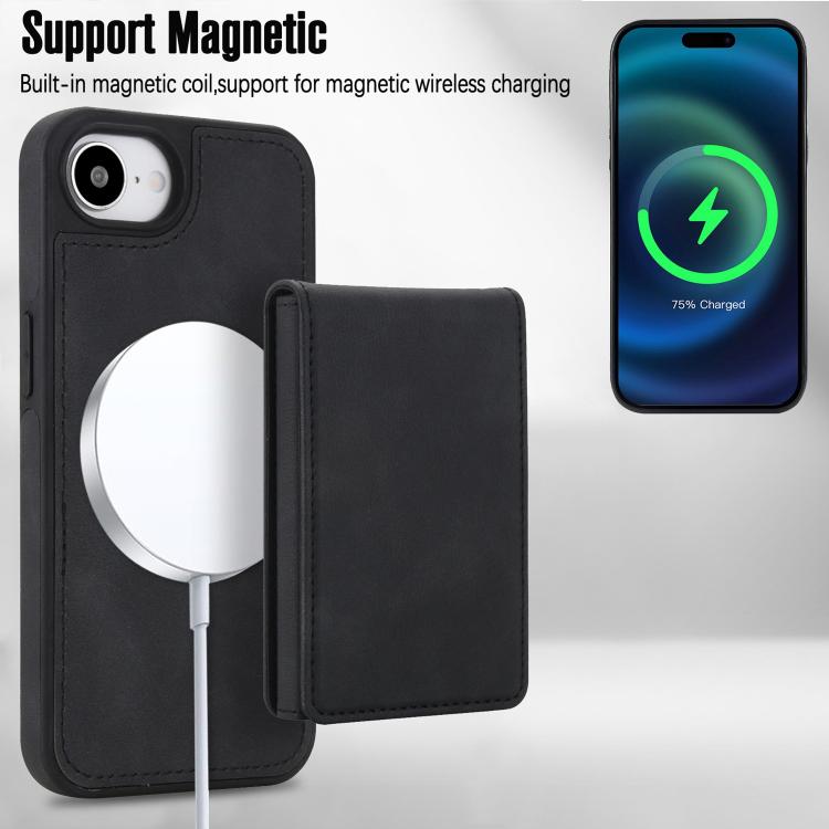 Retro Kunstleder Abnehmbare Federbelastete Kartenetui Magnetische RFID Handyhülle, Für iPhone 17e / 16e, Für iPhone 17 Pro Max, Für iPhone 17 Pro, Für iPhone 15 Plus, Für iPhone 15, Für iPhone 14 Plus, Für iPhone 14 / 13, Für iPhone 12 / 12 Pro