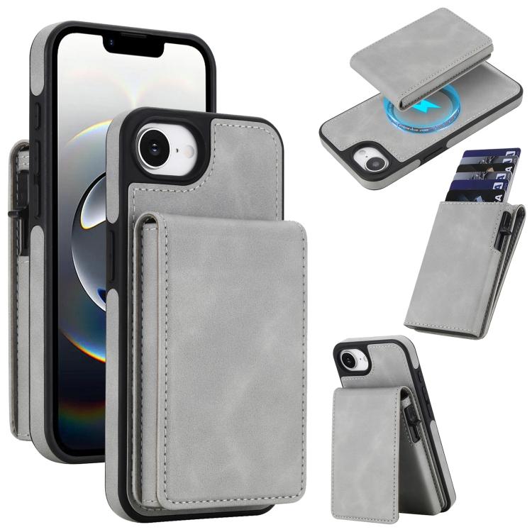 Retro Kunstleder Abnehmbare Federbelastete Kartenetui Magnetische RFID Handyhülle, Für iPhone 17e / 16e, Für iPhone 17 Pro Max, Für iPhone 17 Pro, Für iPhone 15 Plus, Für iPhone 15, Für iPhone 14 Plus, Für iPhone 14 / 13, Für iPhone 12 / 12 Pro