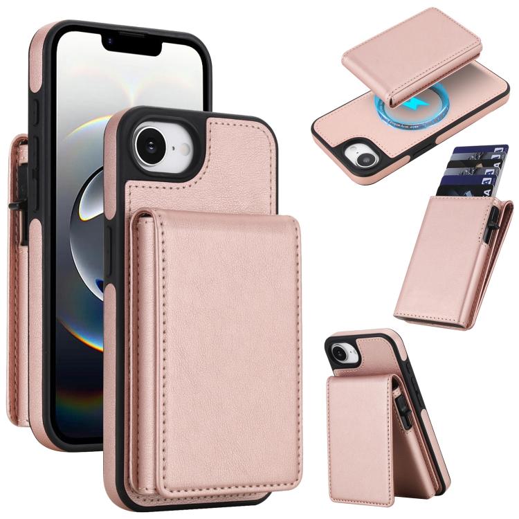 Retro Kunstleder Abnehmbare Federbelastete Kartenetui Magnetische RFID Handyhülle, Für iPhone 17e / 16e, Für iPhone 17 Pro Max, Für iPhone 17 Pro, Für iPhone 15 Plus, Für iPhone 15, Für iPhone 14 Plus, Für iPhone 14 / 13, Für iPhone 12 / 12 Pro