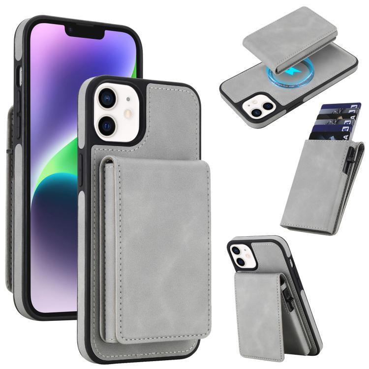 Retro Kunstleder Abnehmbare Federbelastete Kartenetui Magnetische RFID Handyhülle, Für iPhone 17e / 16e, Für iPhone 17 Pro Max, Für iPhone 17 Pro, Für iPhone 15 Plus, Für iPhone 15, Für iPhone 14 Plus, Für iPhone 14 / 13, Für iPhone 12 / 12 Pro