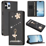 Ballet Girl Diamond Studded RFID Vegan Leather Phone Case, For iPhone 13 Pro, For iPhone 12 / 12 Pro, For iPhone 12 Pro Max, For iPhone 11 Pro Max, For iPhone 11, For iPhone 11 Pro