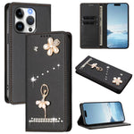 Ballet Girl Diamond Studded RFID Vegan Leather Phone Case, For iPhone 16 Pro, For iPhone 16 Plus, For iPhone 16, For iPhone 15 Pro Max, For iPhone 15 Pro, For iPhone 15 Plus