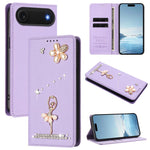 Ballet Girl Diamond Studded RFID Vegan Leather Phone Case, For iPhone 17e / 16e, For iPhone 17 Pro Max, For iPhone 17 Pro, For iPhone 17, For iPhone Air, For iPhone 16 Pro Max