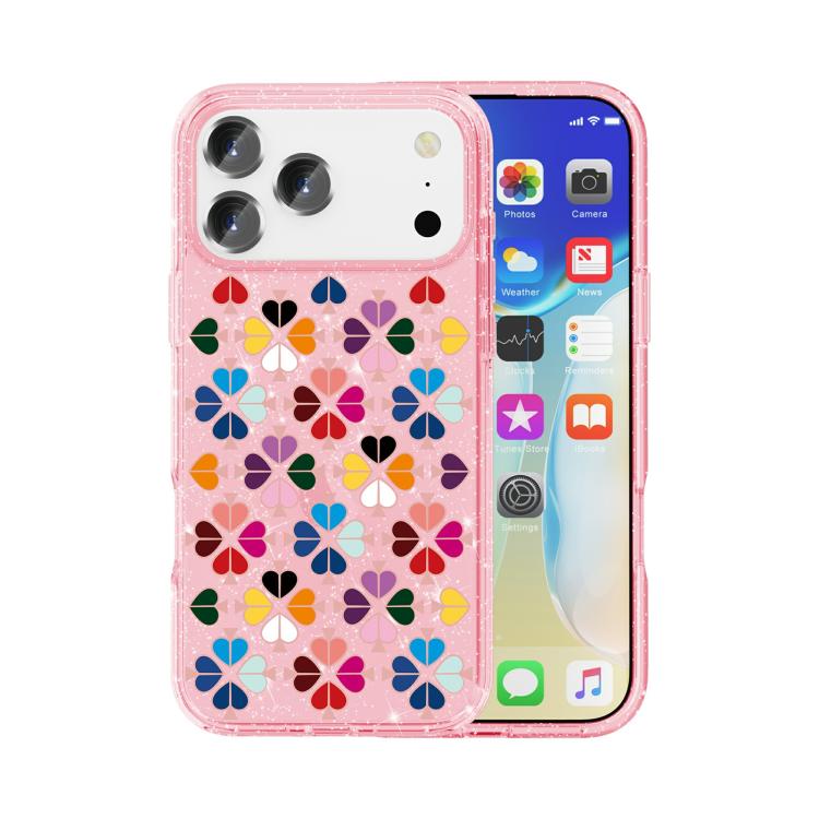 Glitzernde Kristall rote Herz Muster Handyhülle, Für iPhone 17 Pro Max, Für iPhone 17 Pro