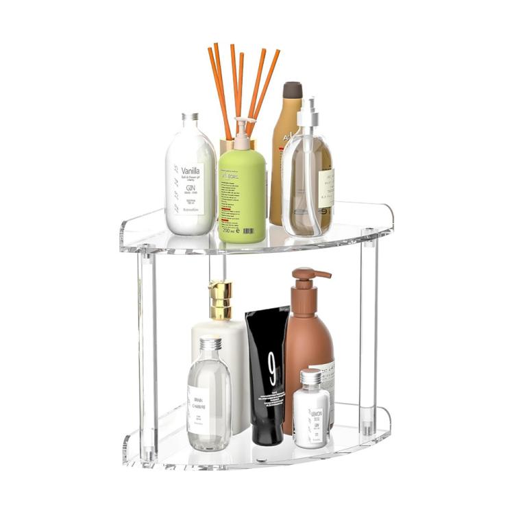Doppellagiges Eckregal aus klarem Acryl, Desktop-Organizer