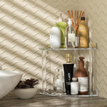 Doppellagiges Eckregal aus klarem Acryl, Desktop-Organizer